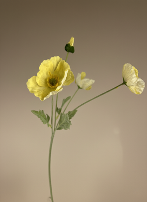 Premium faux yellow poppy artificial flower stem for modern home decor styling #yellow