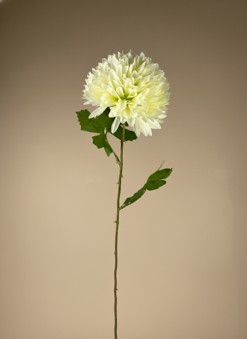 Ivory artificial pompom flower stem, luxury faux floral stem for modern and contemporary interiors #ivory