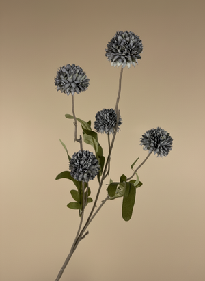 Premium grey coloured real touch faux pompom flower stem with softly textured blooms on a neutral background #grey