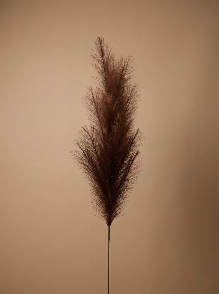 Single premium violet pampas grass plant against a beige background #deep-violet