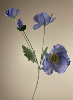 Premium faux blue poppy artificial flower stem for modern home decor styling #lavender-blue 
