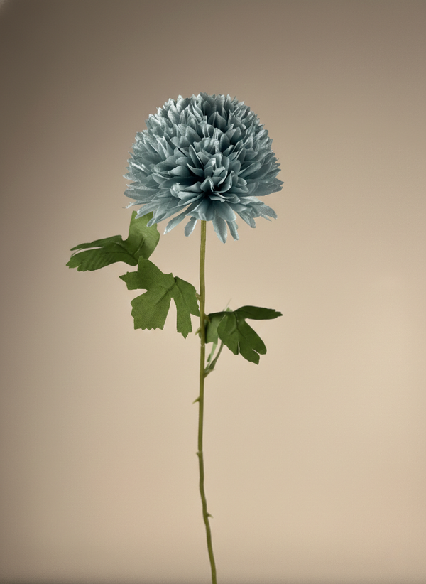 Teal artificial pompom flower stem, luxury faux floral stem for modern and contemporary interiors #teal