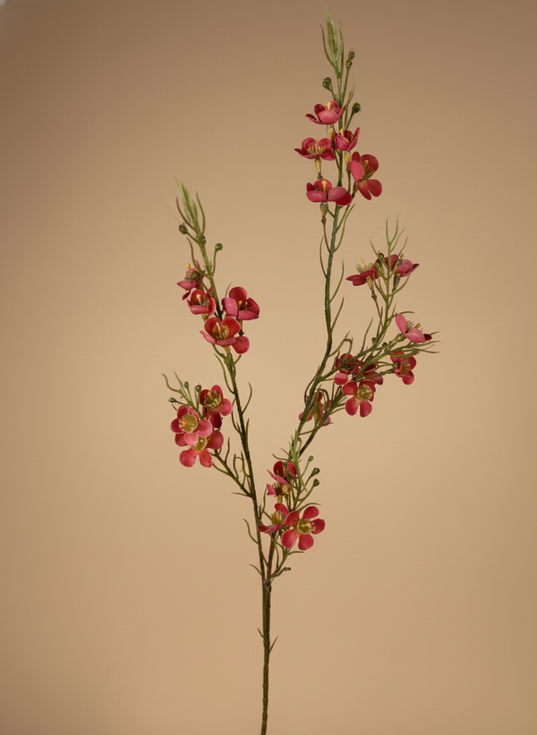 Realistic real-touch red faux wax flower stem with delicate blooms for modern home decor #red