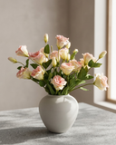 Realistic blush pink faux lisianthus bouquet with buds in minimalist vase #blush-pink