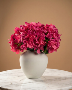 Luxury real touch fuchsia pink artificial hydrangea bouquet styled in modern ceramic vase #fuchsia-pink
